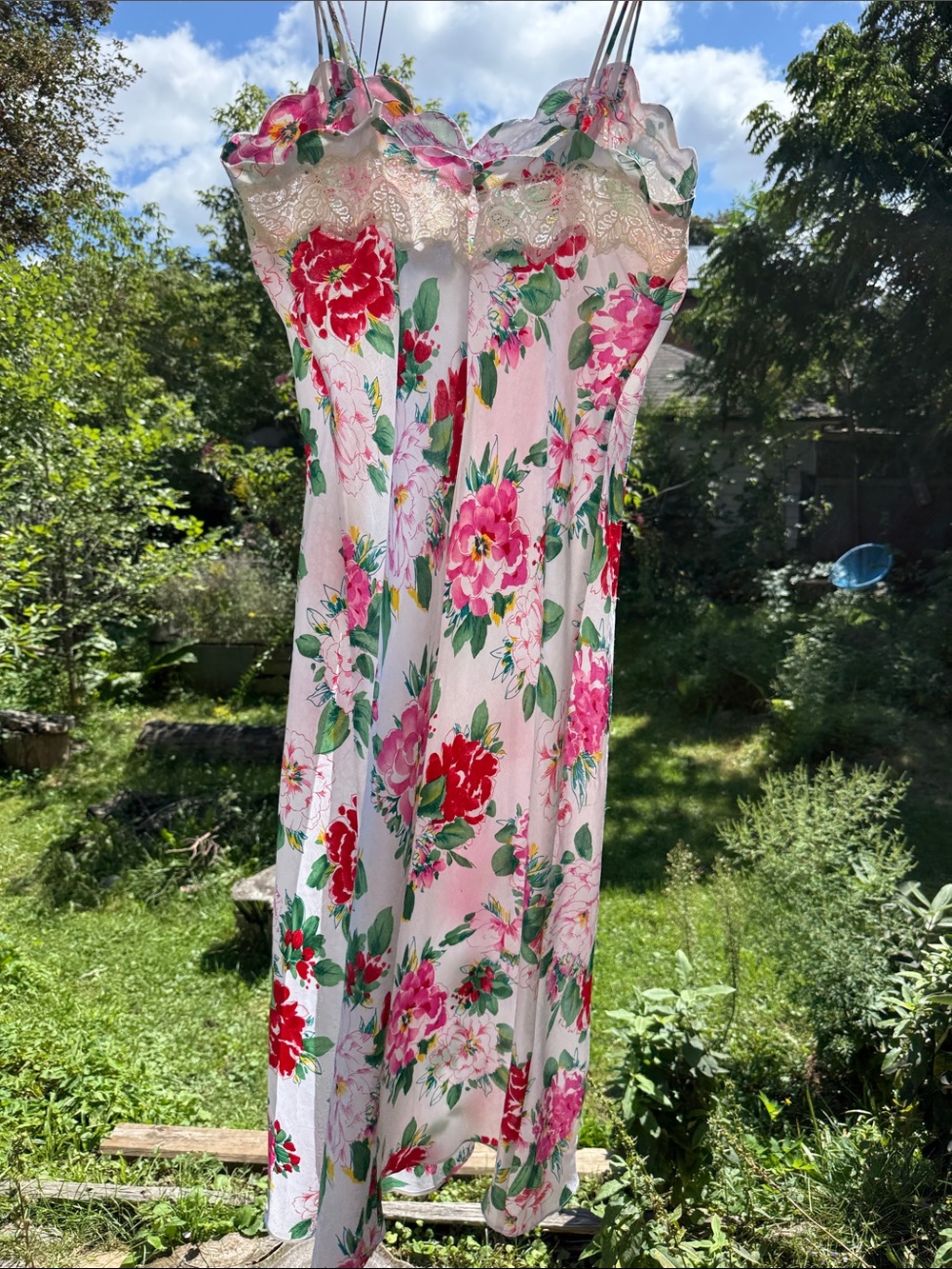 Vintage Victoria's Secret Gold Label Floral Slip Dress Nightgown Lace Large - Picture 3 of 5